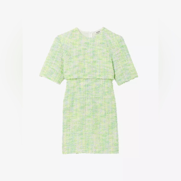 Sandro Agy checked layered-effect tweed mini dress - Picture 4 of 8